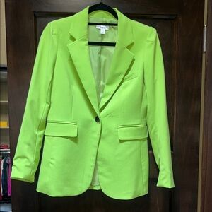 Bar III Neon Lime Single-Button Tailored Blazer